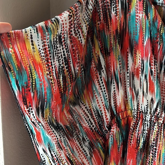 SUSAN LAWRENCE Sheer Flowy Colorful Poncho Coverup - Picture 4 of 7